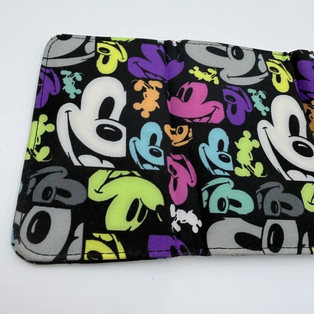 Disney Parks Mickey Mouse Pop Art Trifold Wallet Black Multi Color Polyester